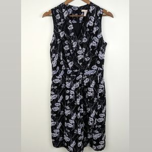 Banana Republic Pleated Vneck Floral Printed Dress